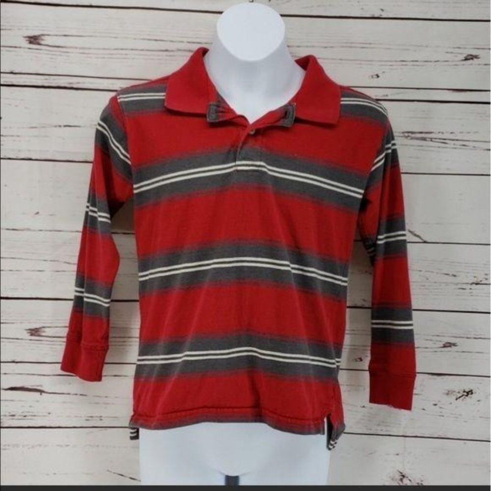 Faded Glory Striped Long Sleeve‎ sz 8 Polo shirt